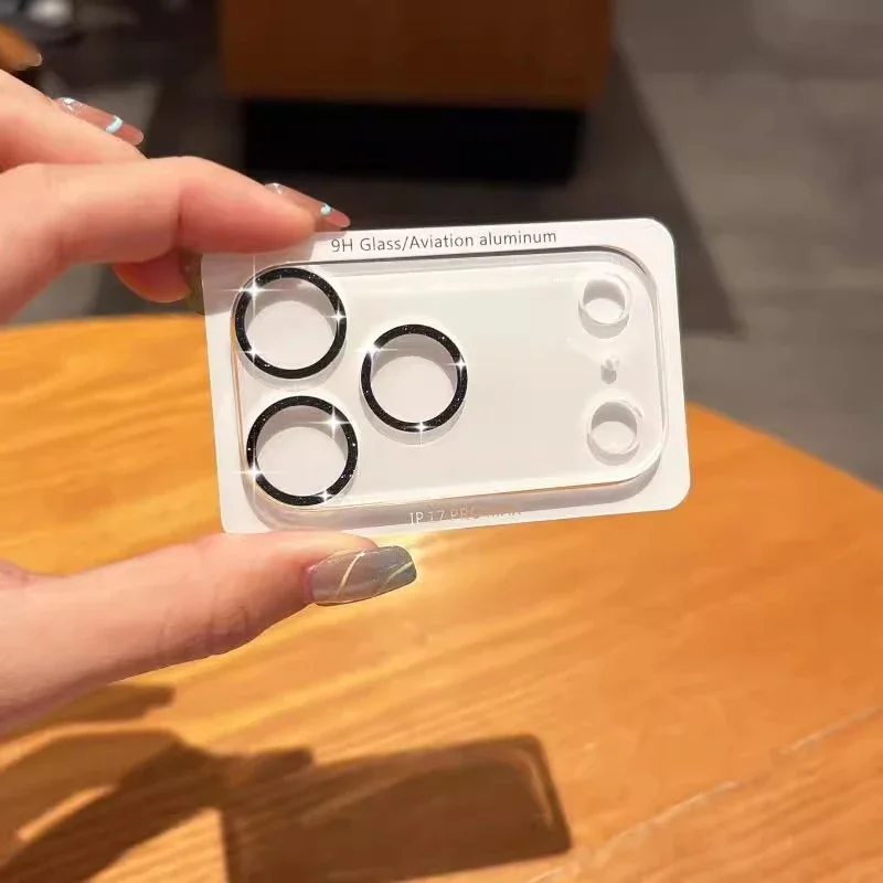 واقي شاشة من الزجاج المقسى لعدسة الكاميرا اللامعة لهاتف آيفون 15 14 16 Pro Max 17 Air 13 Mini Plus 17Pro 17Air HD Film