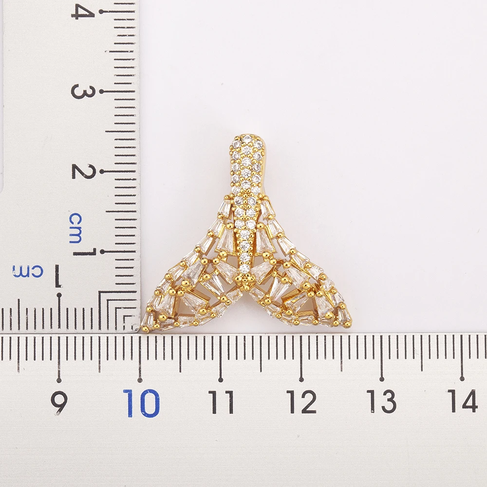 Nidin Light Luxury Trendy Shiny Zircon Fish Tail Shape Pendant Necklace For Women Girl Clavicle Chain Wedding Party Jewelry Gift