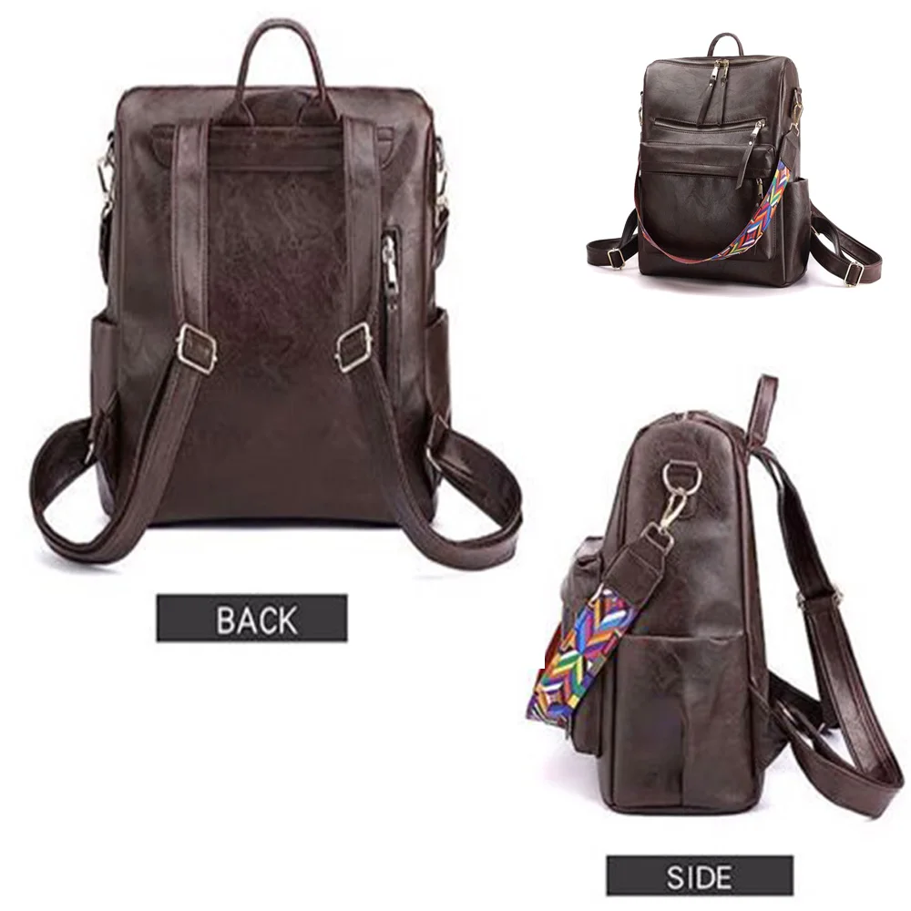 Women Backpack Purse Fashion School Bag Multipurpose Designer Handbag Ladies Satchel PU Leather Shoulder Bags