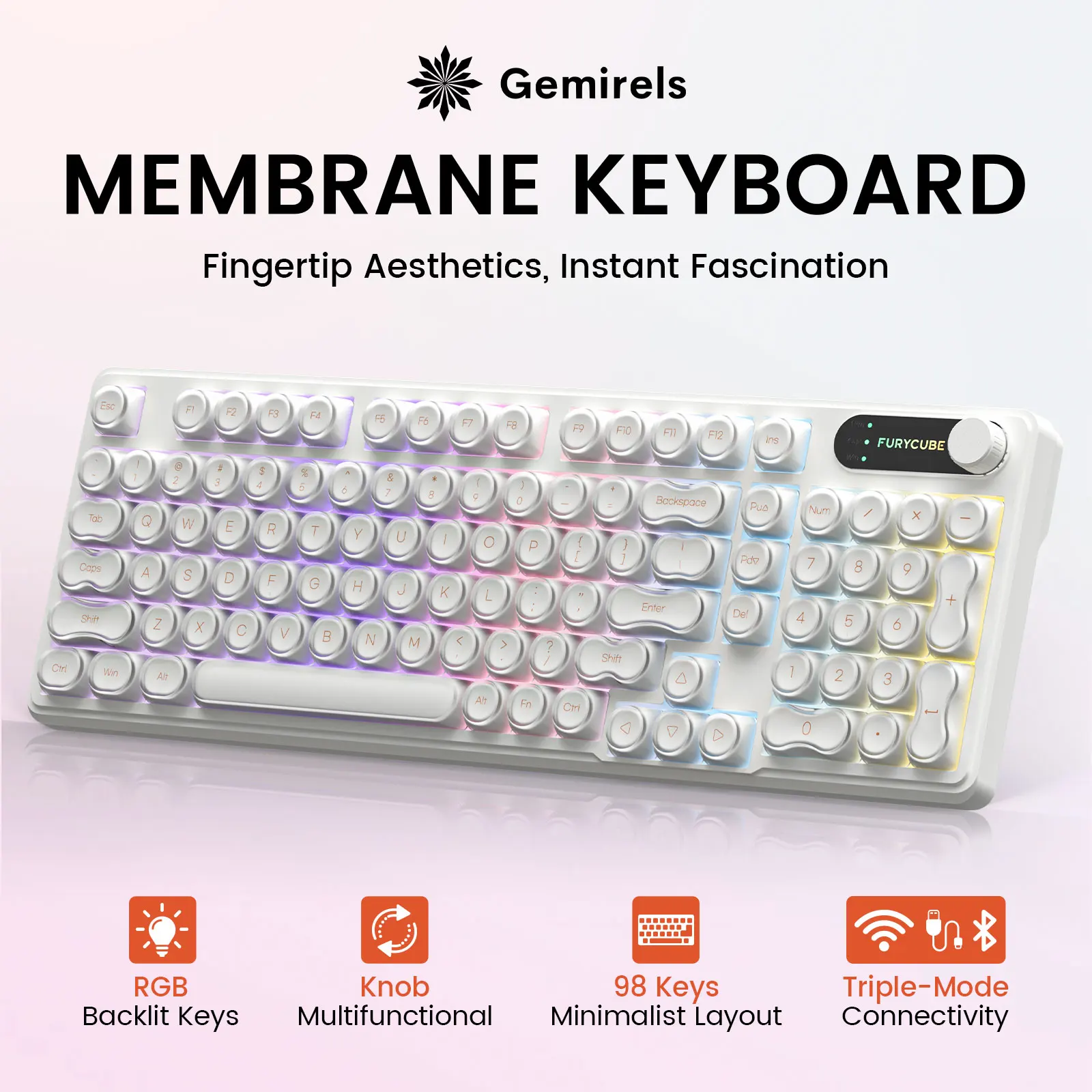 

Wireless Bluetooth Mechanical Silent Keyboard Foundation Liquid Design Triple Mode Connection Customizable Tactile Feel Large Battery 5000mah