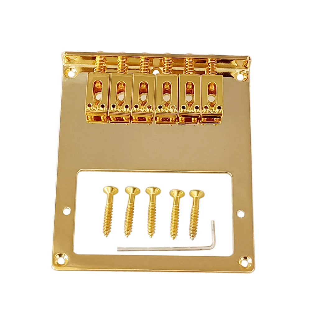 6 Roller Saddle 6 String Humbucker Guitar Bridge for Tele Telecaster Guitar (Gold)