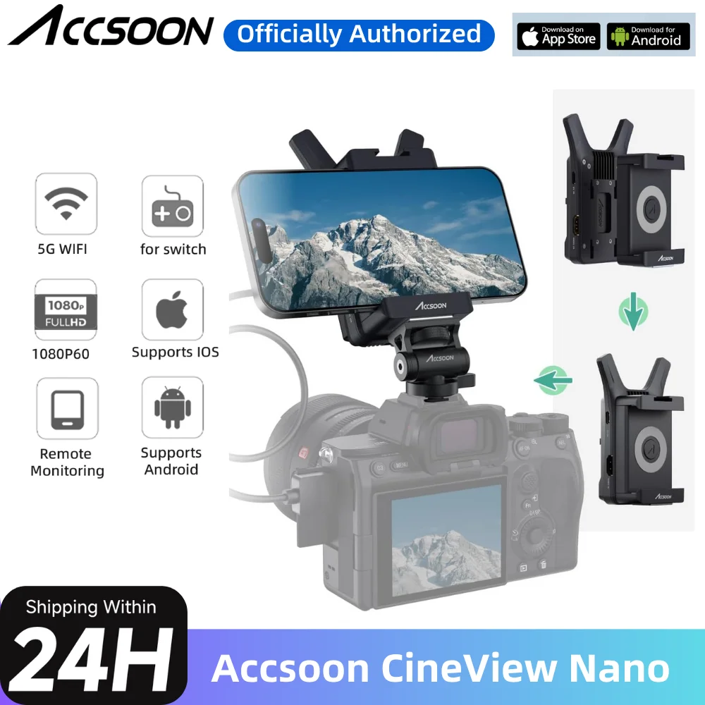 

Accsoon CineView Nano New Wireless Video Transmitter, 5G HDMI Camera Transmitter 1080p60 500ft Range 60ms Latency