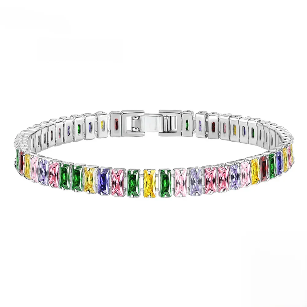 Gorąca sprzedaż 925 Sterling Silver Bransoletka Szlachetny Kolor Kryształowa Ręka Dla Kobiet Urok Ślubny Projektant Biżuterii Prezent Impreza 18cm — zdjęcie 2