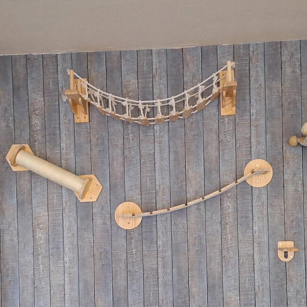1 Stück Kratz baum Wand kletter brücke mit Kratz baum und Katzen hängematte Sisal leiter zum Spielen