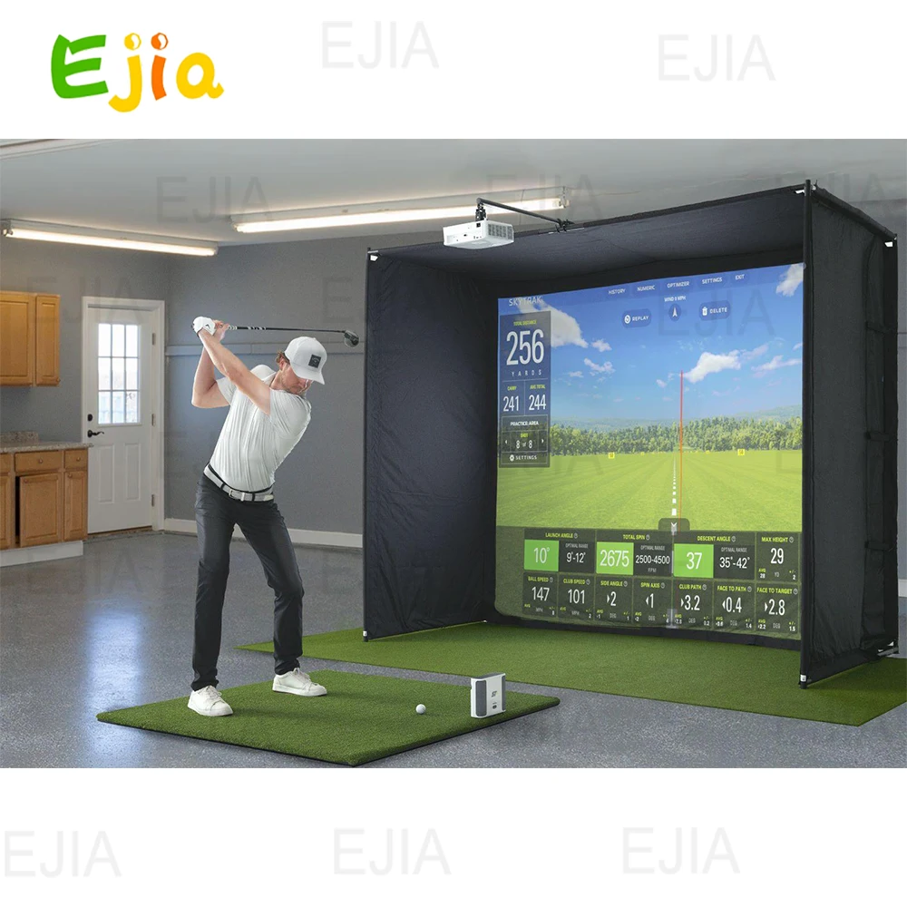 Golf Simulator-behuizing op maat met slagscherm Binnen Buiten Eenvoudig te monteren Golf Simulator-behuizing Kooistent