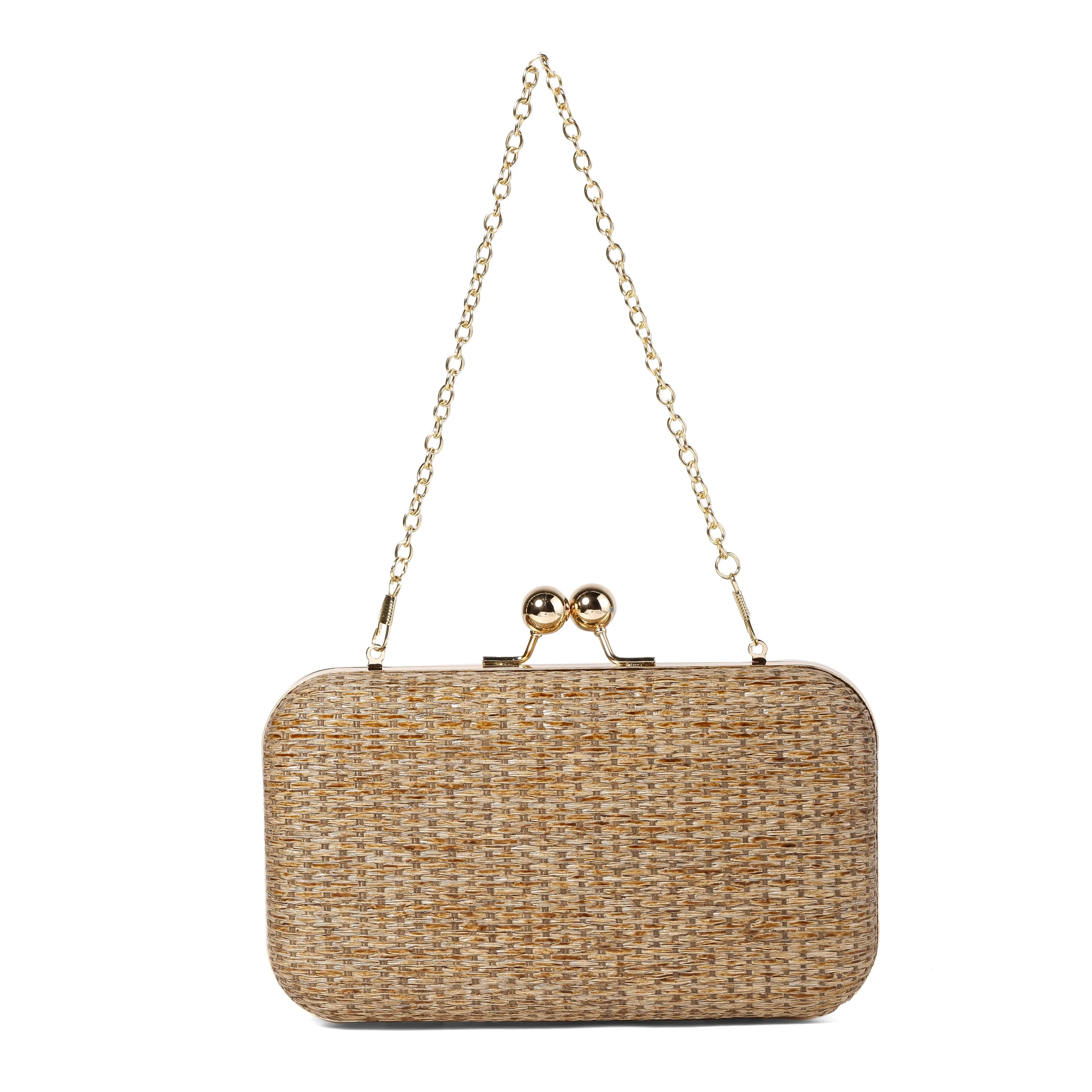 Casual Elegant Style Women\'s Bag Straw Handbags Square Clutch 2024 New Popular Underarm Bag Evening Bag Beach Straw Women Bag