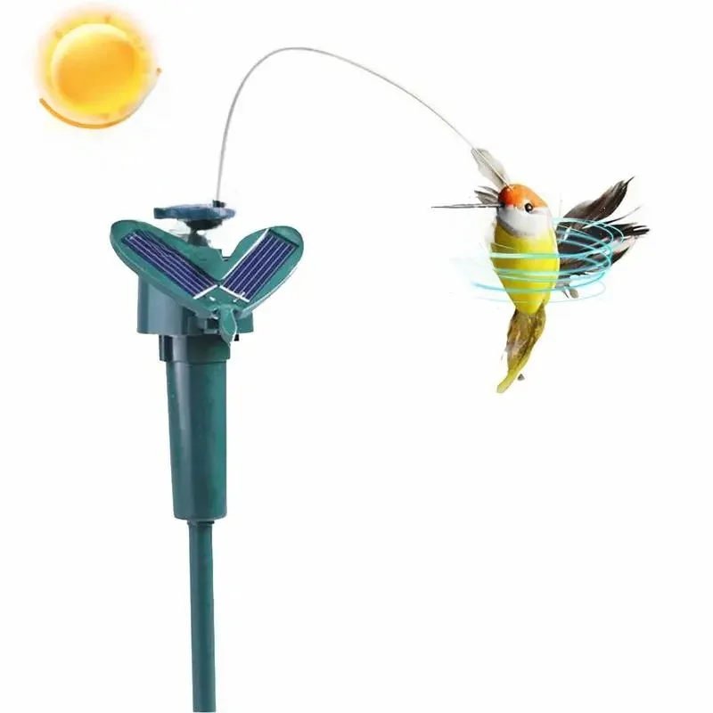 Jouet d'oiseau rotatif solaire amusant, colibri volant, puissance de Vibration, piquet d'oiseaux volant, jouet flottant pour la décoration de jardin