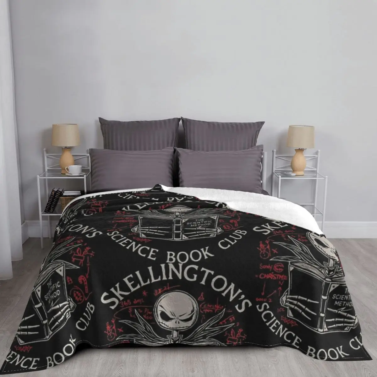 Nightmare Before Blanket Breathable Flannel Christmas Skellington Throw Blanket for Sofa Office Bedroom Decorative Black Blanket