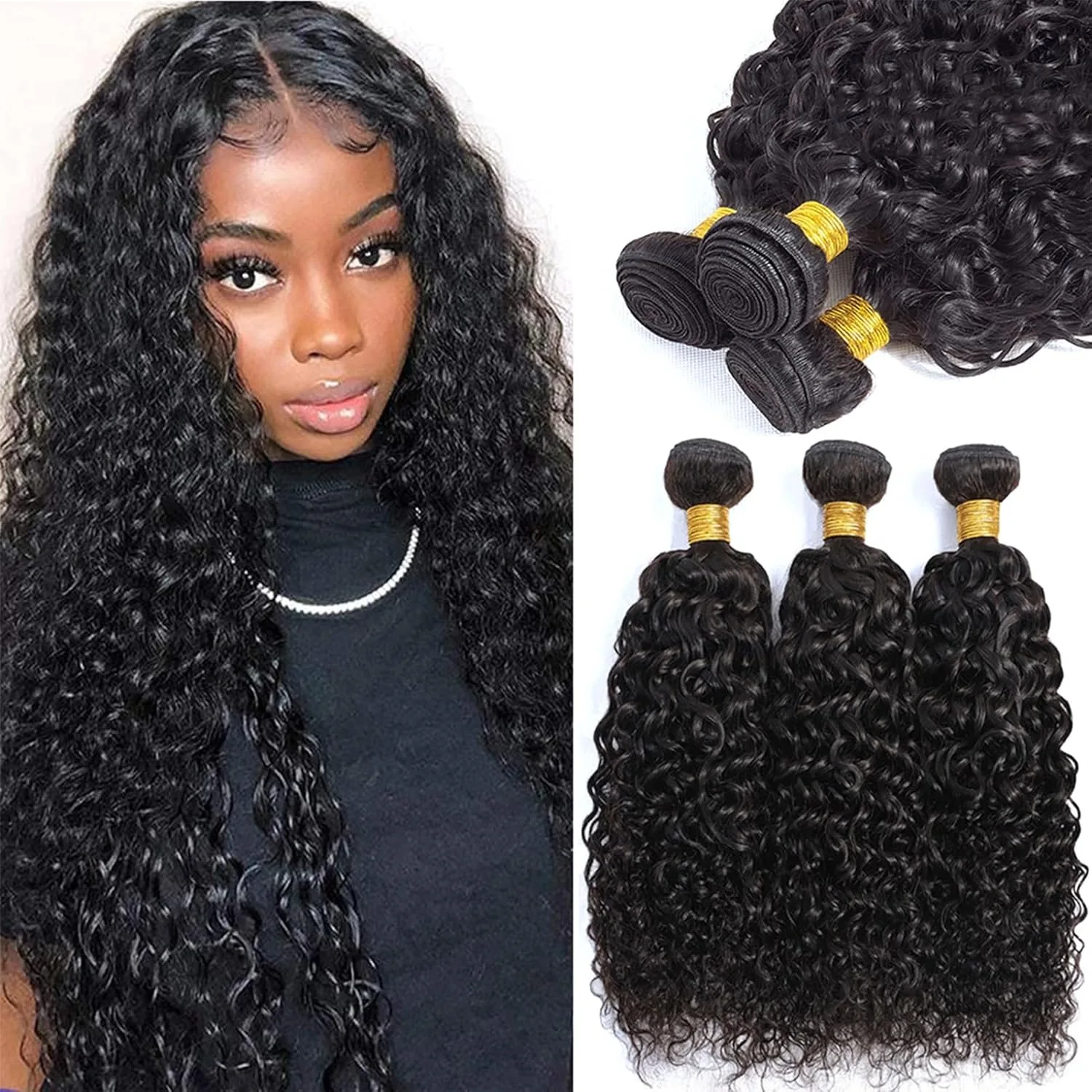 

12A Human Hair Bundles Deep Wave 100% Unprocessed Brazilian Virgin Hair 8-32Inch 1/3 PCS Bundles Extension Double Weft For Women