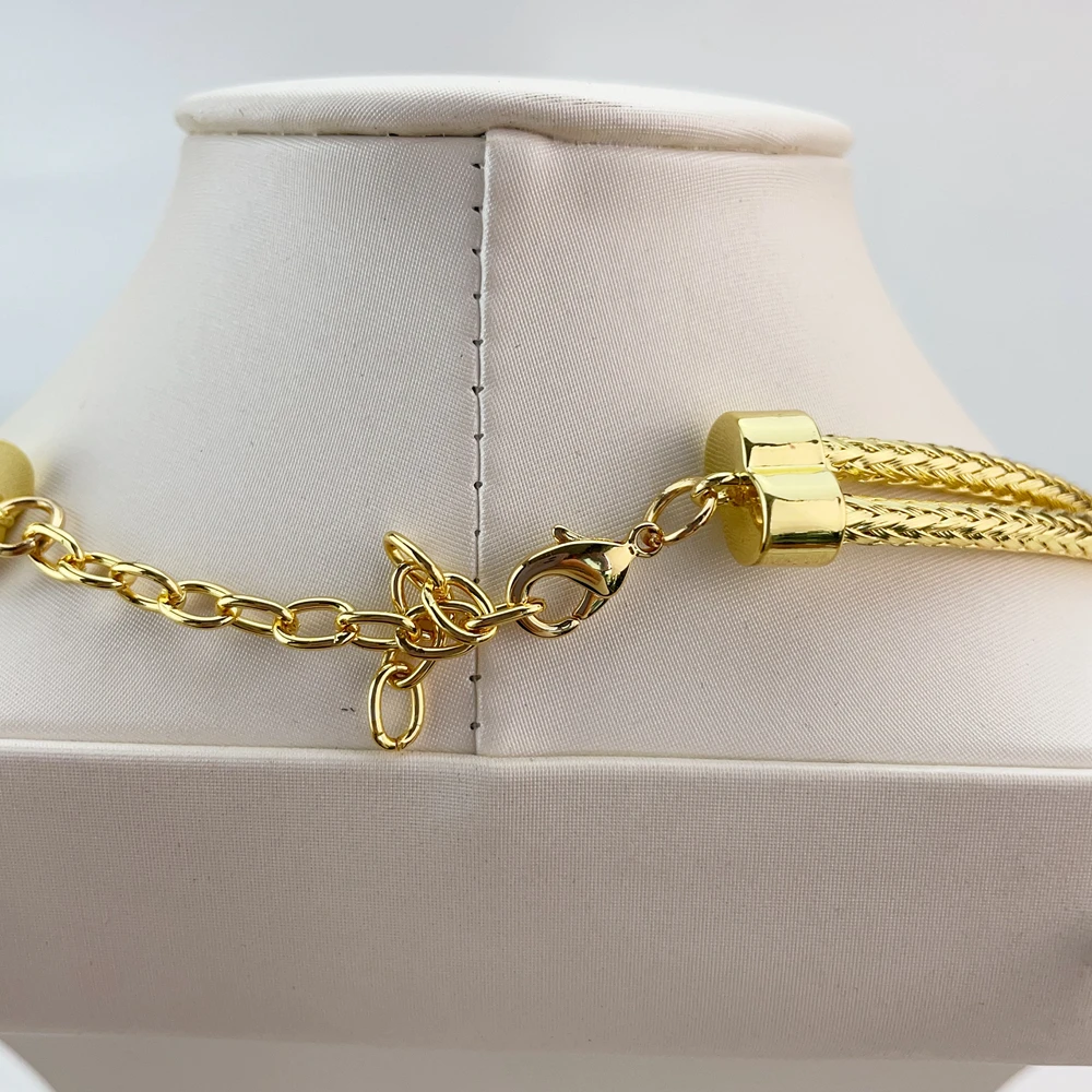 EMMA مجموعات مجوهرات فاخرة برازيلية للنساء دبي مطلية بالذهب الأفريقي اليدوية الزفاف مجموعة الزفاف قلادة جريئة FHK21123