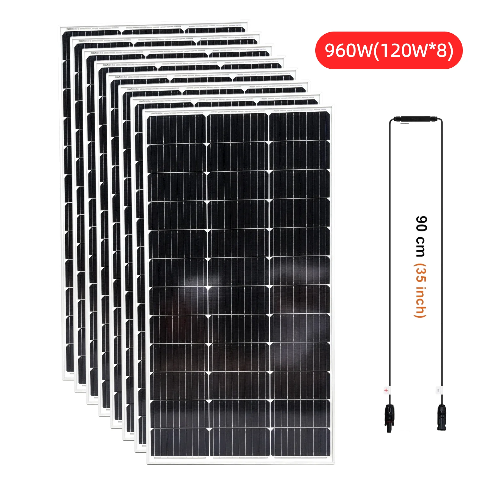 960W (8 Stück 120W) Photovoltaik-Solarmodul, hocheffiziente, wasserdichte Solarmodule aus gehärtetem Glas, langlebig für den Außenbereich, Wohnmobile, Dächer, Heim-Solarstromsysteme