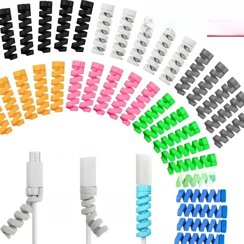 Protecteur de câble en Silicone, 12 à 1 pièces, enrouleur en spirale, housse de protection pour téléphone iPhone, organisateur de câbles de chargeur USB