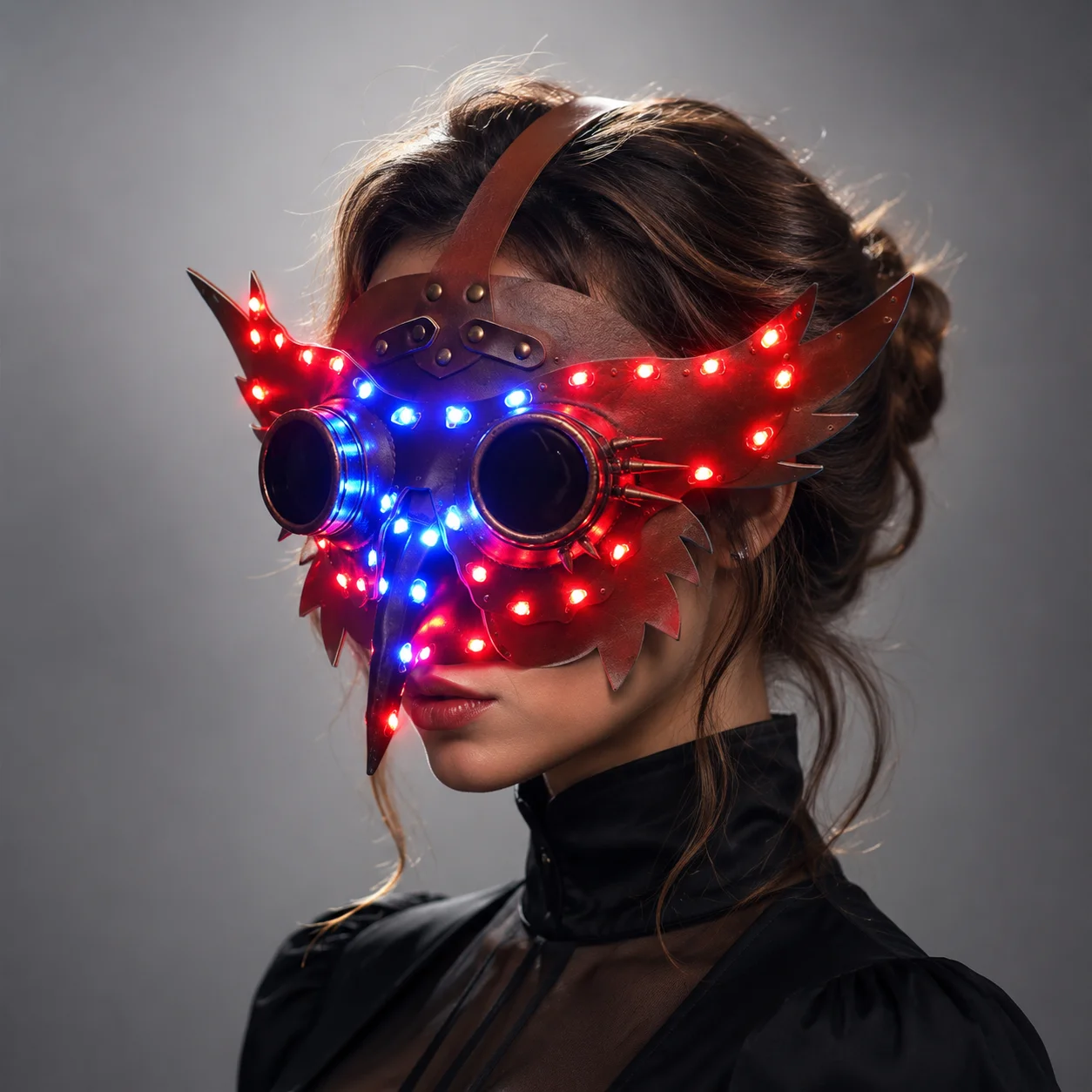 LED Light Halloween Cosplay Face Mask Party Show Stage Make-up Stage Performance Wear