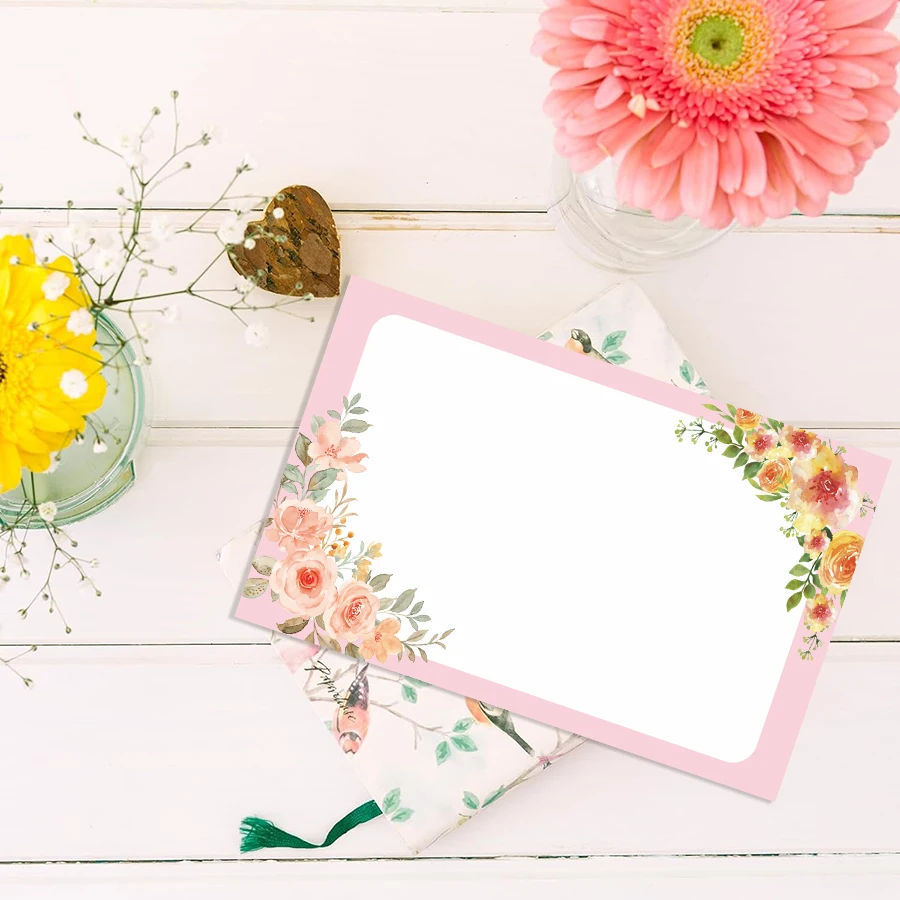 100 قطعة من البطاقات الفارغة الوردية - بطاقات شكر صغيرة لحفلات الزفاف وأعياد الميلاد والعطلات والتغليف والاستخدام المكتبي
