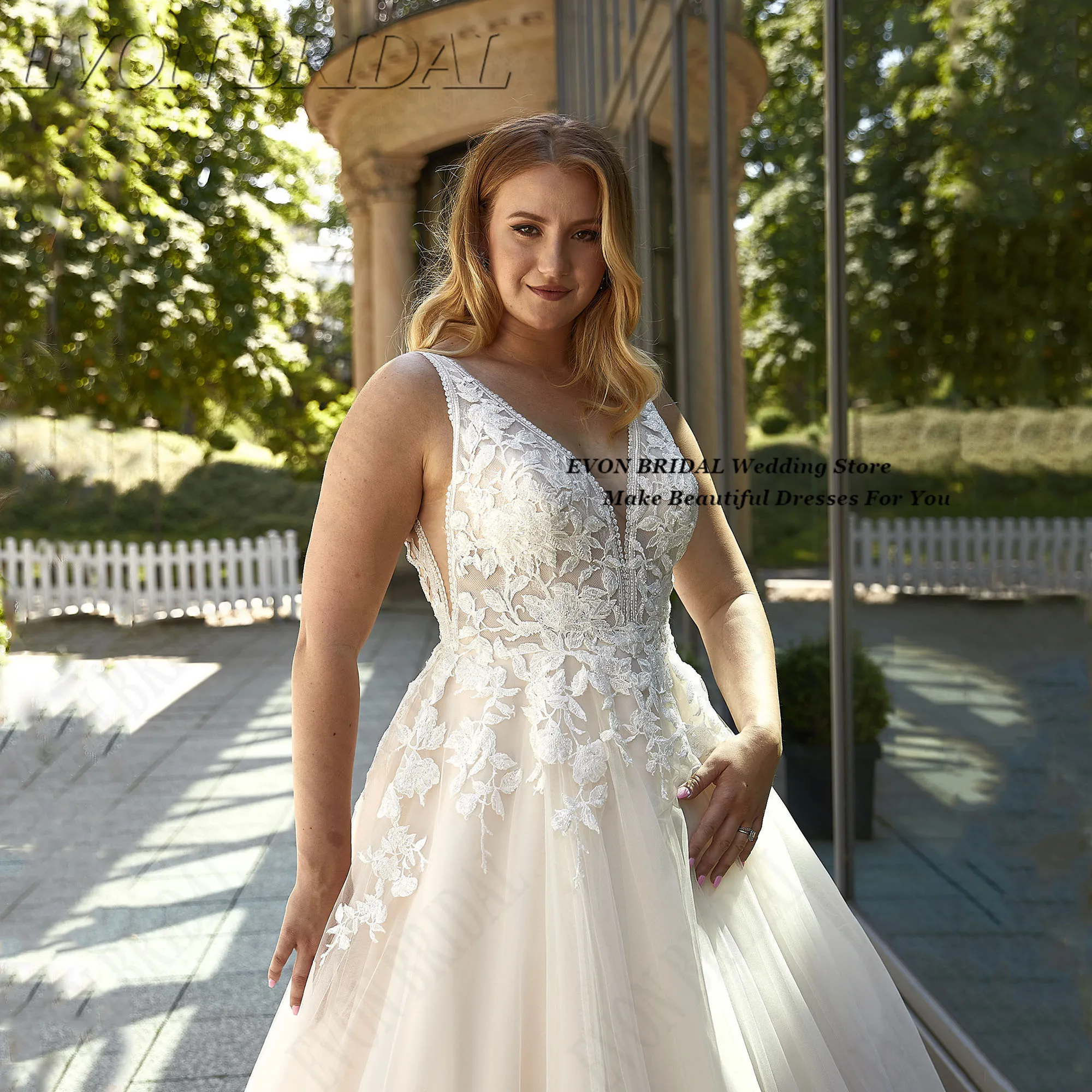 Spaghetti Straps Wedding Dress Large Sizes New Elegant Princess Wedding Gown Customized Sexy Vestidos De Novia EVON BRIDAL