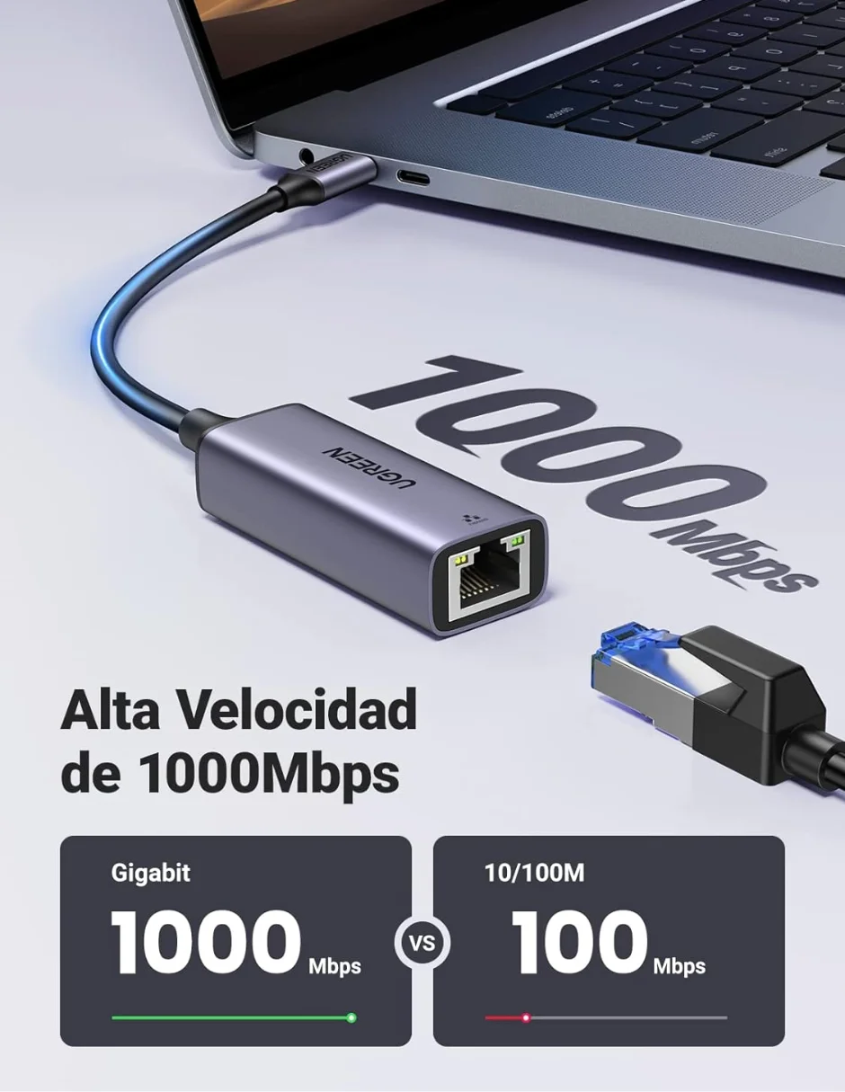 Ugreen USB C Gigabit Ethernet 1000 Mbps Adapter Gray