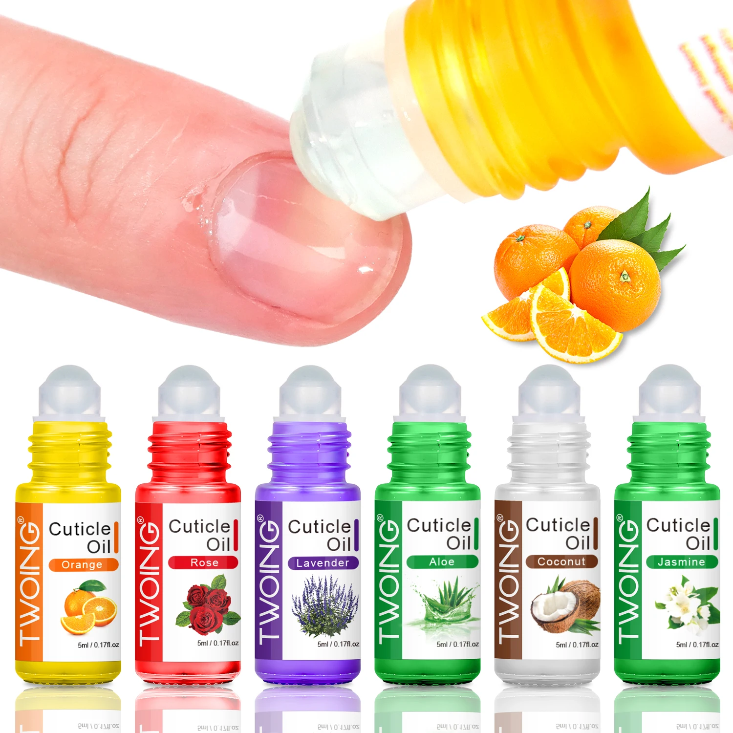 TWOING Aceite para Cutículas 5ml Aceite Natural de Rosa con Aceite de Jojoba y Vitamina E para Cutículas Piel Seca Uñas Dañadas Reparación Hidratación Cuidado Diario Profesional