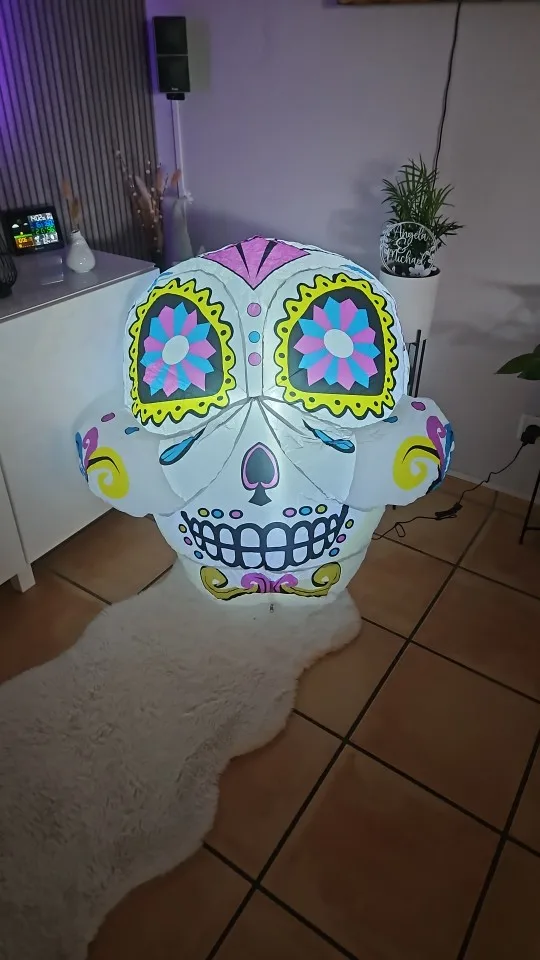 3FT Inflatable Toys Halloween Decorations Sugar Skull Blown Up LED for Lawn Yard Garden Indoor Outdoor Home Party Holiday Decor photo review