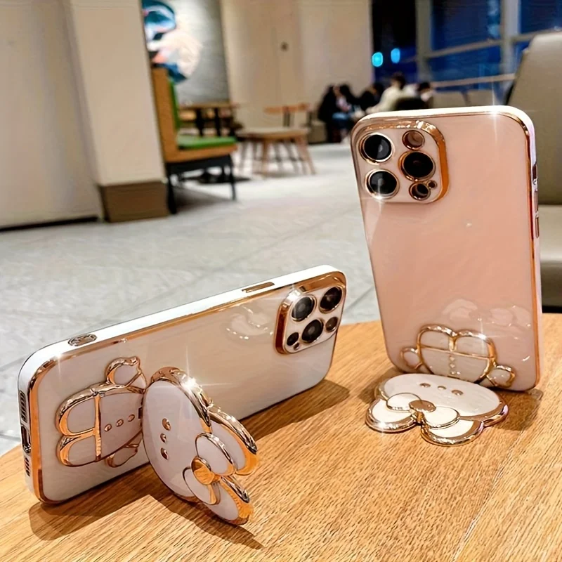 

Rabbit makeup mirror adhesive phone holder suitable for various models of phones, rabbit phone case desktop stand