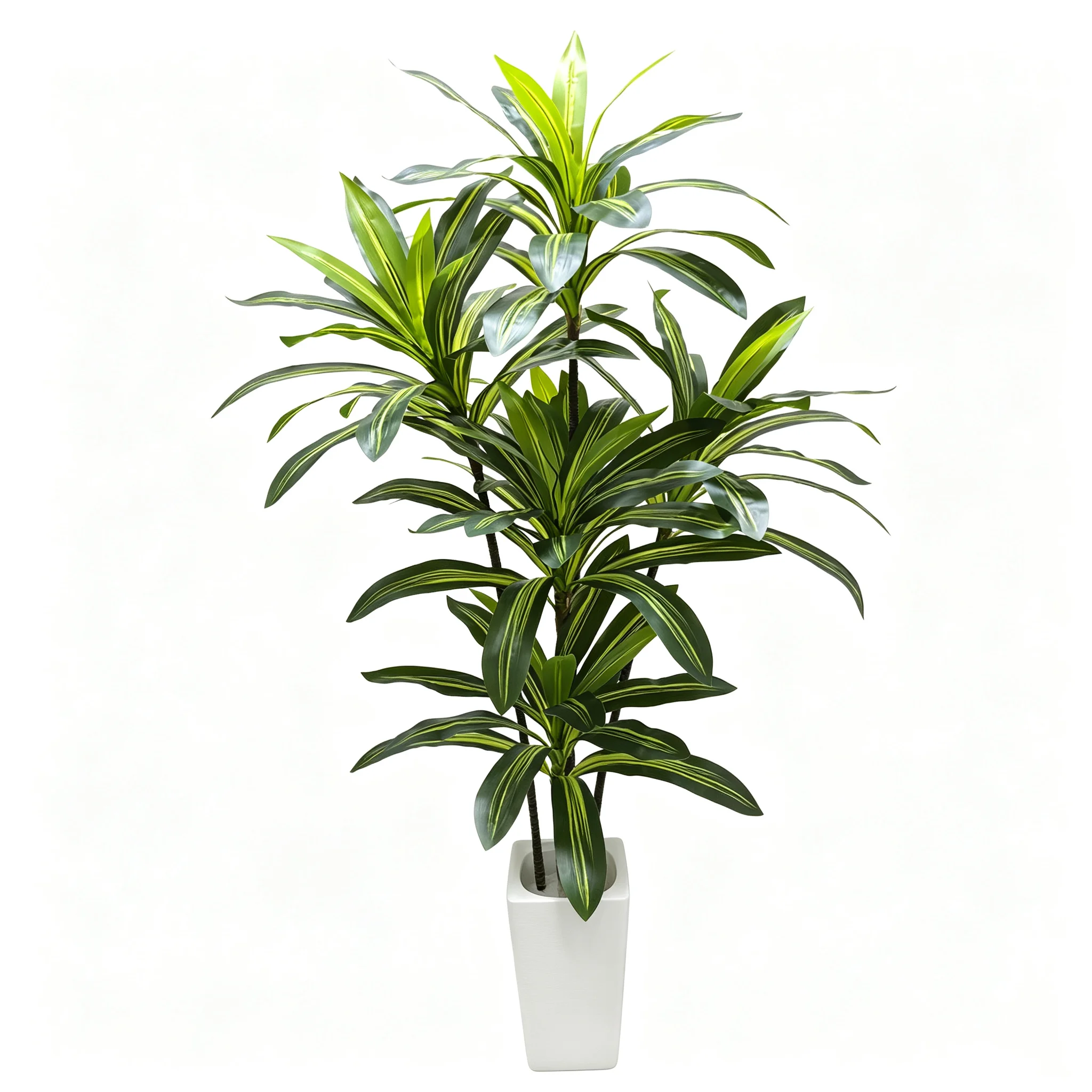 Piante artificiali, albero Dracaena, grandi piante artificiali con vaso alto bianco, pianta artificiale alta da mettere a terra in vaso, per decorazioni natalizie da esterno, interno, casa, soggiorno,
