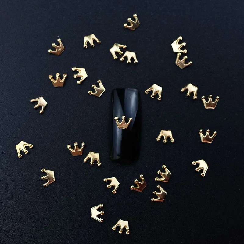 Décorations 3D en alliage métallique pour nail art, 50 pièces, couronne dorée, breloques, fournitures de bricolage, conception de gel UV, fournitures pour professionnels, nouvelle collection