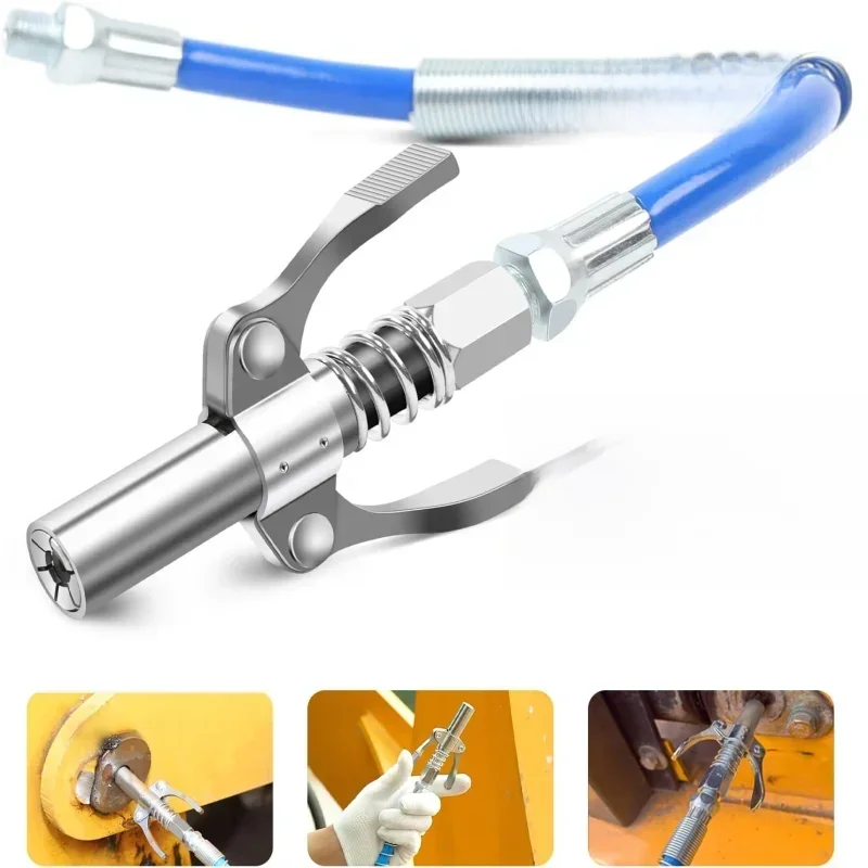 Buse de graisse universelle en acier inoxydable, Double poignée, pince de verrouillage haute pression, buse de graisse, pistolet à graisse, outils de réparation automobile
