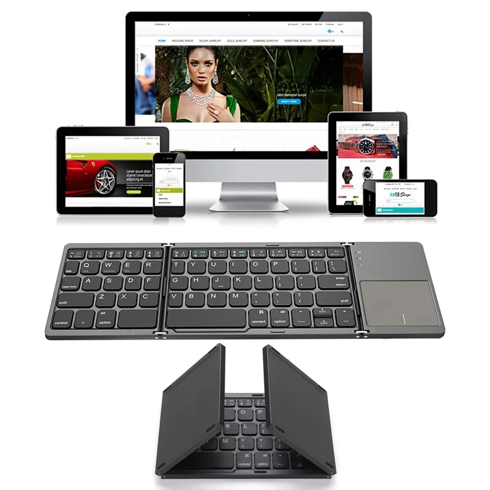 Draagbaar opvouwbaar opvouwbaar toetsenbord Mini draadloos Bluetooth-toetsenbord Touchpad-toetsenbord voor Windows Android IOS Tablet iPad-telefoon - afbeelding 2
