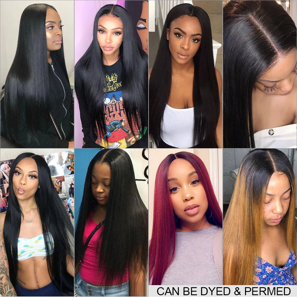 Yyong Brazilian Straight Human Hair Bundles 1/3/4 Bundles Human Hair Weave 8-32 Inches Bone Straight Remy Hair Extensions