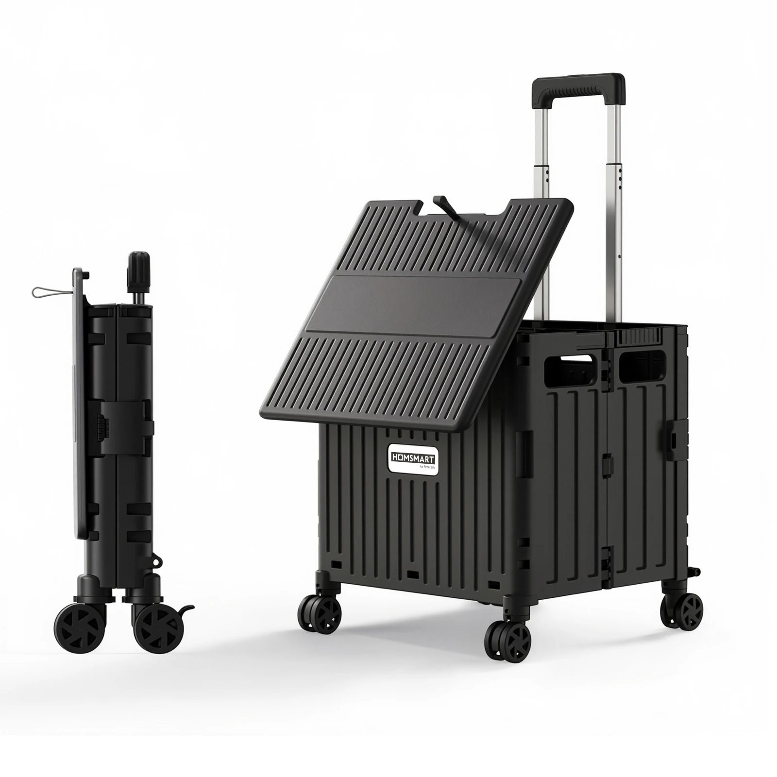 

Viviendo Foldable 65L Sliding Lid Shopping Cart, Black