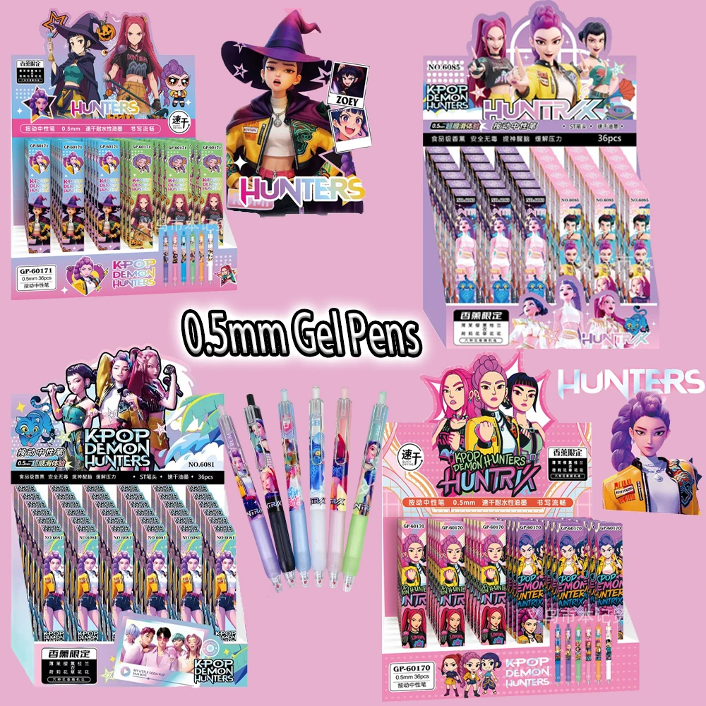 

Гелевые ручки с рисунком K Pop Demon Hunters 0,5 мм, канцелярские принадлежности, детская чернильная ручка для письма, школьные офисные учебные принадлежности с ароматом