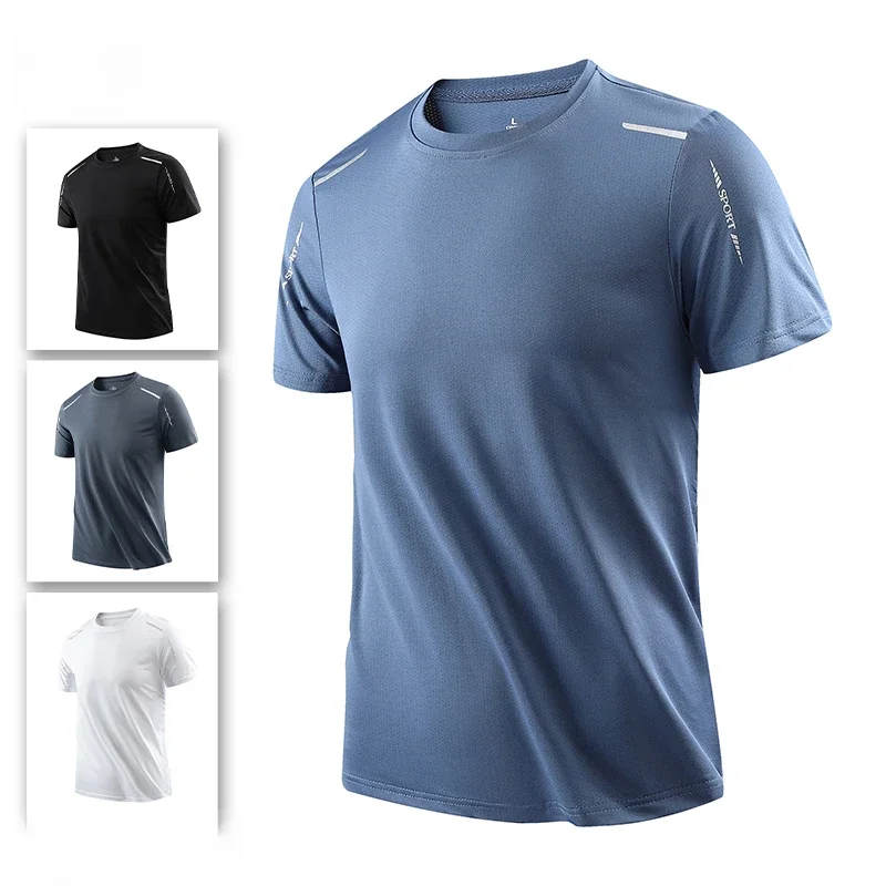 CHRLCK Heren Running Sneldrogende T-shirts Ademend Wandelen Vissen Tees Zachte Elasticiteit Outdoor Sport Kort Shirt Zomer - afbeelding 2