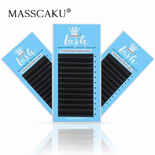 Imagen 1 del producto MASSCAKU, precio al por mayor, extensiones de pestañas para salón, punta fina suave, longitud de 7-20mm, suministros para pestañas