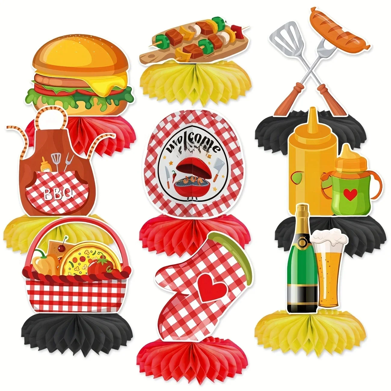 Décorations de fête préChristophe pour barbecue, centres de table pour anniversaire, carnaval, 9 pièces