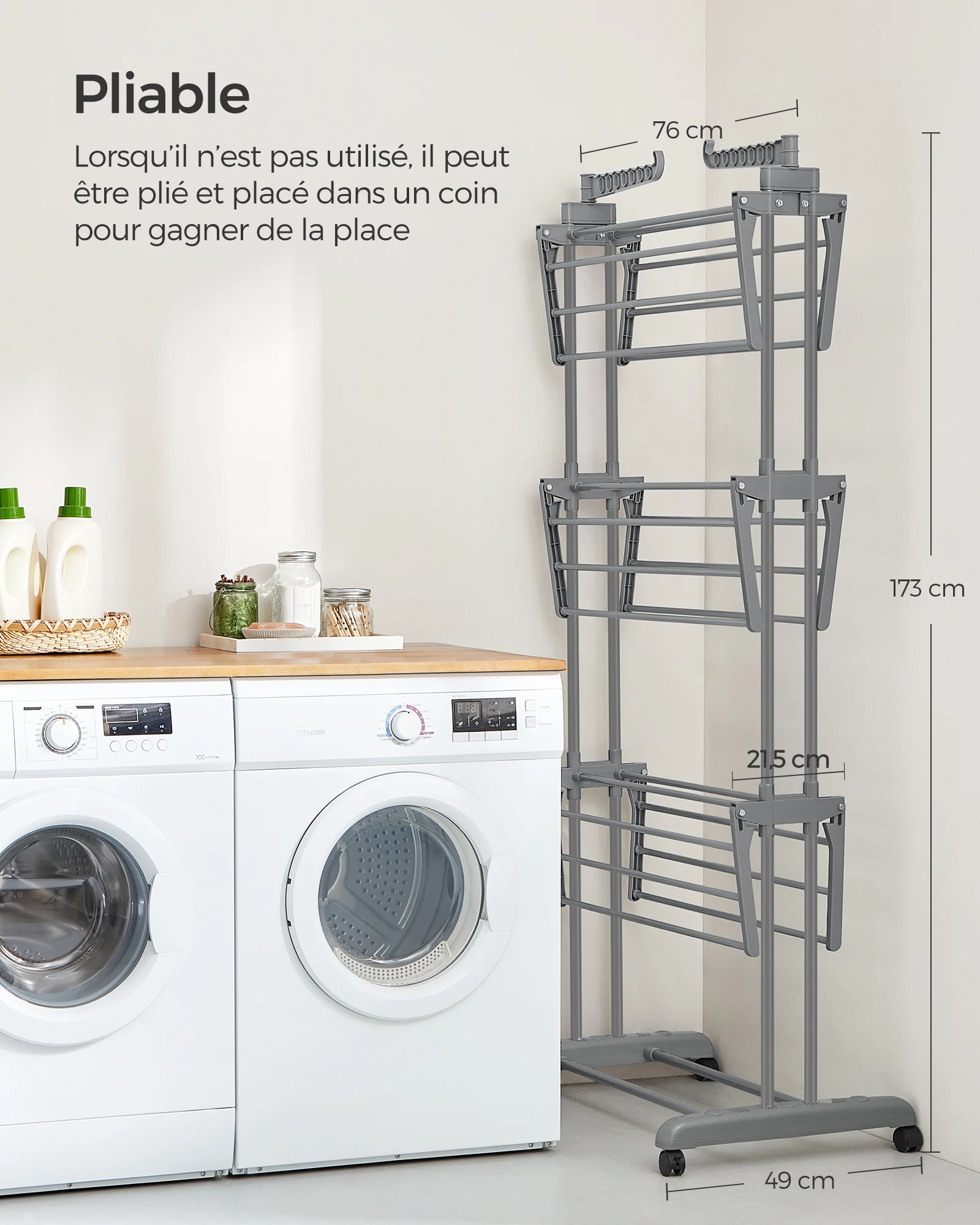 étendoir à linge songmics – vue détaillée