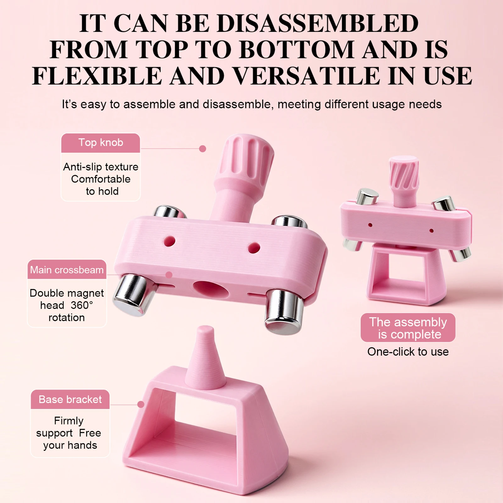360° Rotatable Cat Eye Nail Magnet Tool Hands Free Double Magnetic Heads Stand for Glass Bead Cat Eye Gel Polish Nail Art Salon