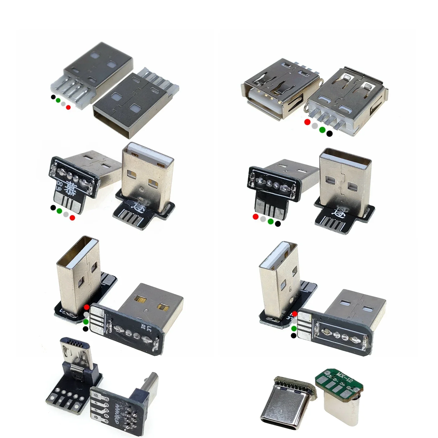 2 pièces USB 2.0 plug up, vers le bas, gauche, droite bricolage personnalisé coude en forme de L 90 degrés Android Micro type-c Mini alimentation de données USB