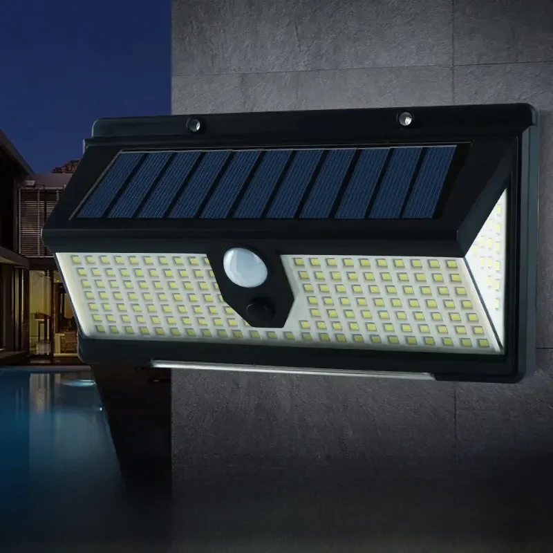 Impermeável Solar parede luz com sensor humano, luz de advertência, vermelho e azul, jardim, ao ar
