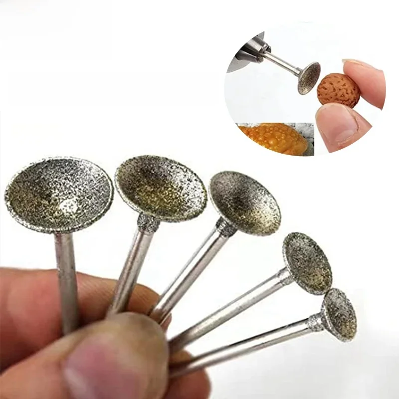 Têtes de meulage diamantées de forme Concave, fraises à tige de 2.35/3mm, fraises de sculpture sur pierre de Jade pour outils rotatifs Dremel