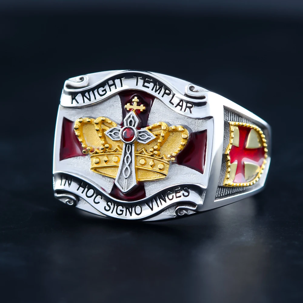 

Templar Knights In Hoc Sigino Vinces Crusader Helmet Medieval Masonic Sterling Silver Ring