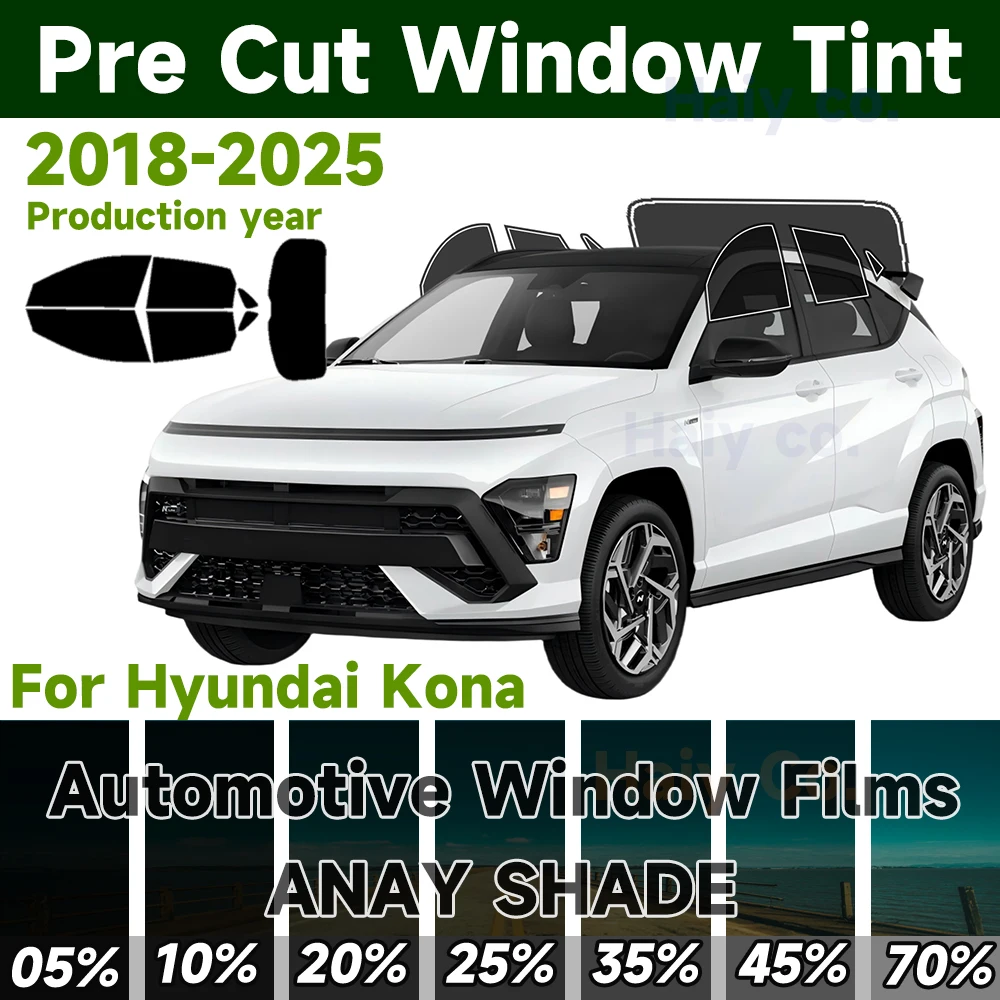 

Pre Cut Window Tint Car for Hyundai Kona 2018-2025 Auto Sticker Sun Uv Blocking Heat 2Ply Window Protector Privacy Films