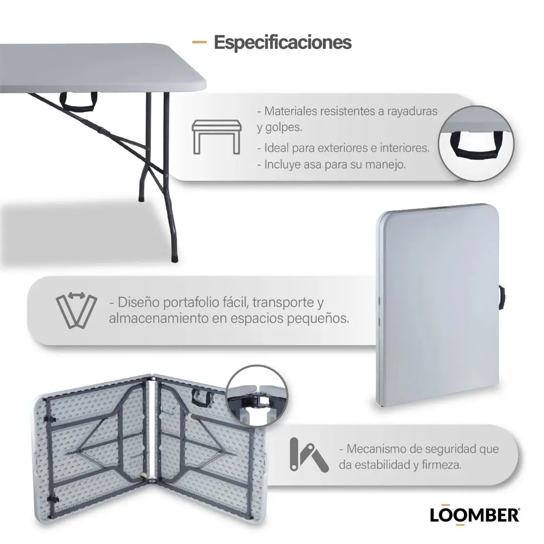 مجموعة مكونة من 4 طاولات بيضاء قابلة للطي 180 فيرونا للمناسبات والاجتماعات – الشحن من المكسيك