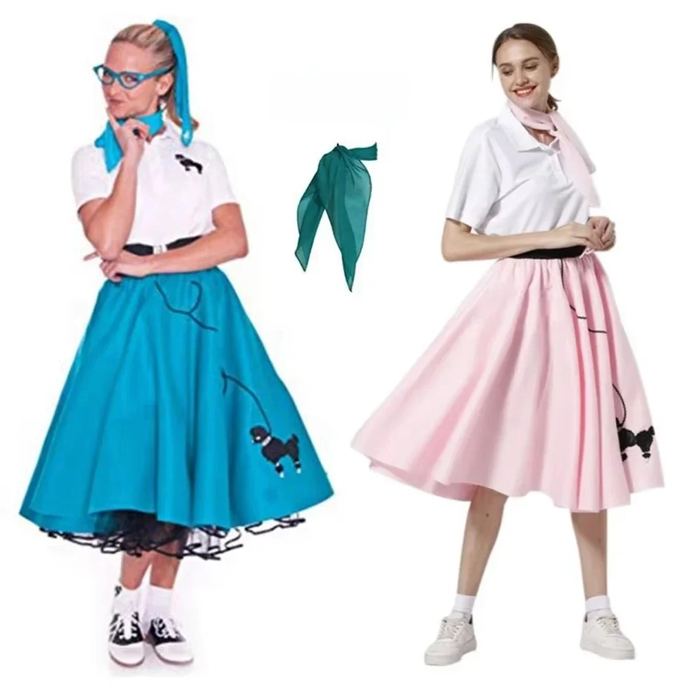 4-częściowa spódnica pudla dla dla dorosłych kobiet Retro lata 60-te 80 kobiety smarować kostium Halloween przebranie ubrania imprezowe dla pań — zdjęcie 2