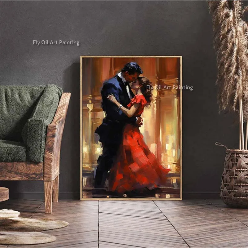 Couple Oil Painting Original Acrylic Art Date Artwork Handmade Umbrella Artwork Love Canvas Art Umbrella Art Romantic Wall Art