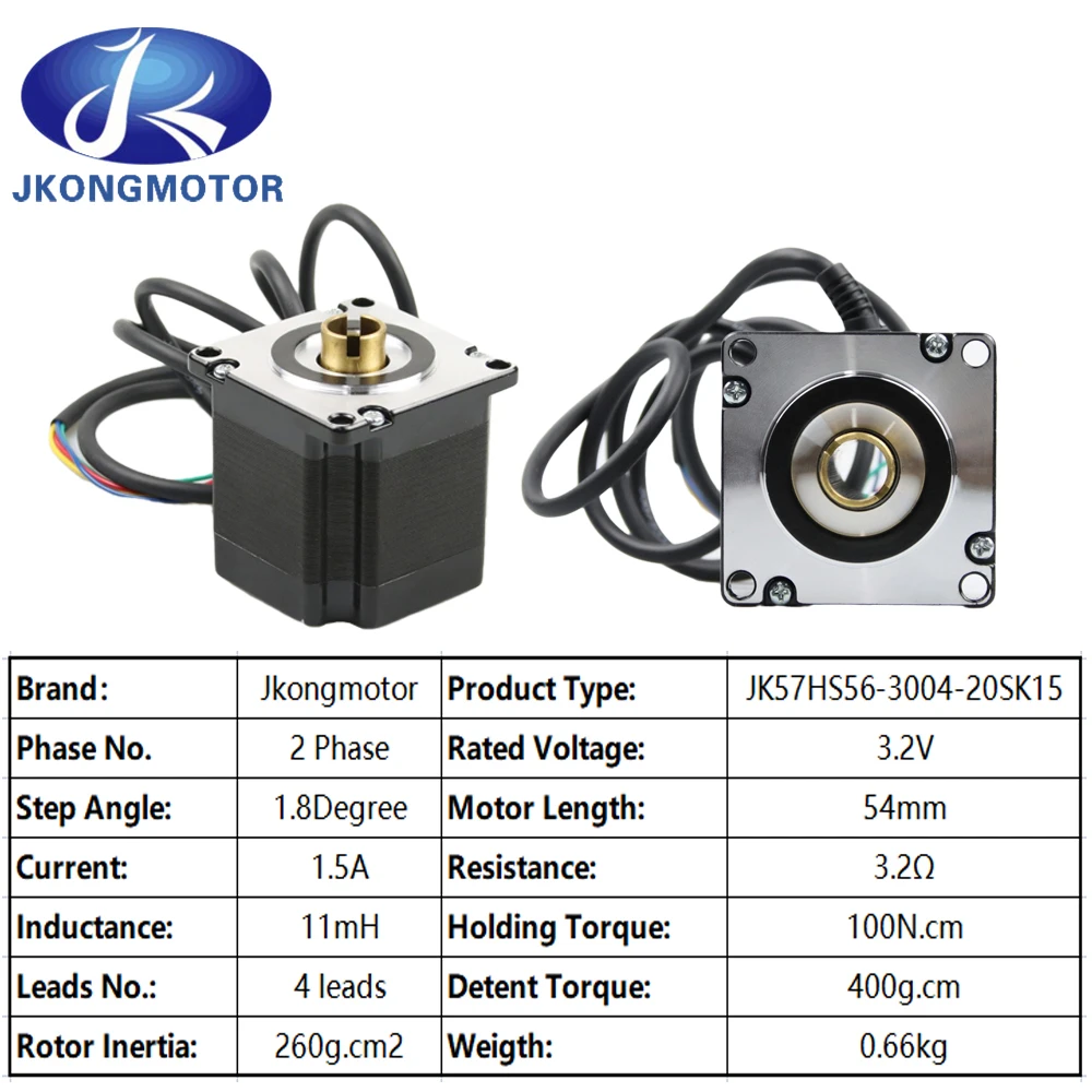 Imagem -02 - Eixo Bipolar 1nm 1.5a do Eixo Oco do Motor Deslizante de Jkm Nema 23 57x57x56 mm do Motor de Passo 15 mm para a Gravura de Trituração do Cnc
