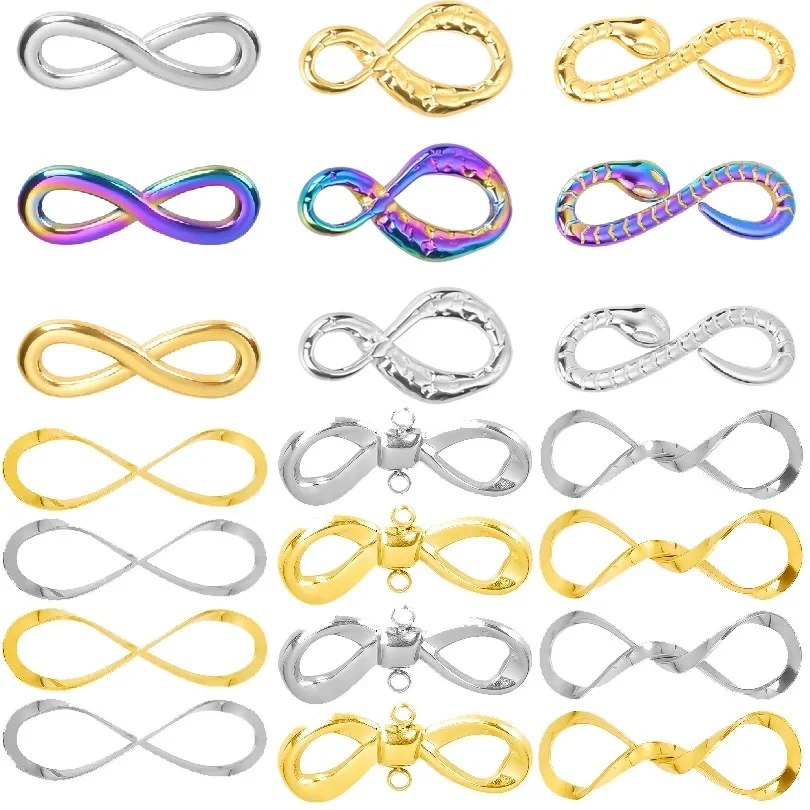 Nouveau 10 pièces/lot breloques d'amour infini pendentifs en acier inoxydable figurine infini Rotation huit bijoux à bricoler soi-même faisant des fournitures collier