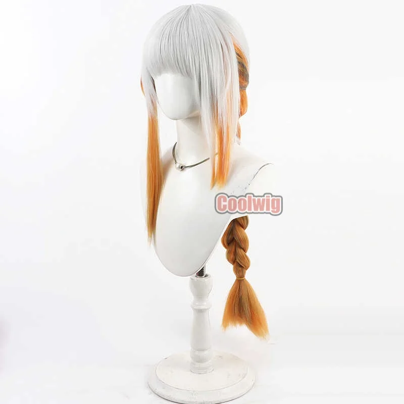 Coolwig Synthetic Hair M16A1 Cosplay Wigs Girls Frontline M16A1 80cm Silver White Mixed Orange Gray Braided Wig Heat Resistant view 3