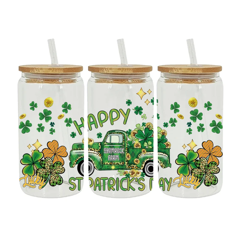 UV DTF Transfer Sticker St Patrick Lucky For The 16oz Libbey Glasses Wraps Bottles Cup Can DIY Waterproof Custom Decals D9600