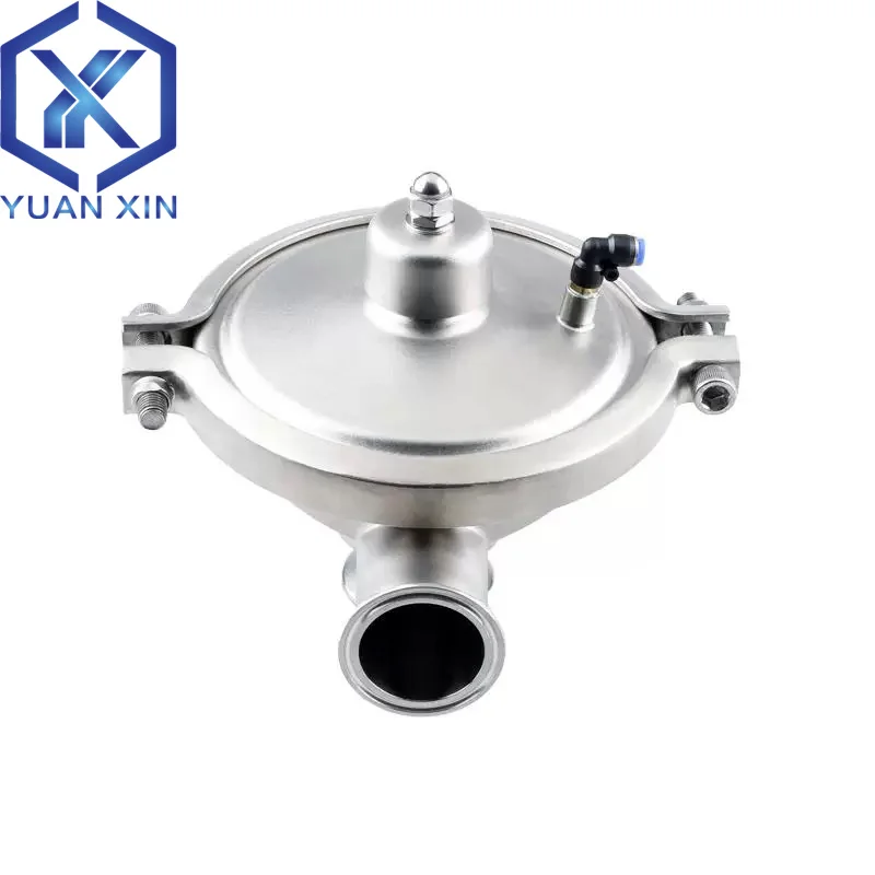 Tri-clamp and welding stainless steel pneumatic constant pressure back pressure valve front/rear end installation