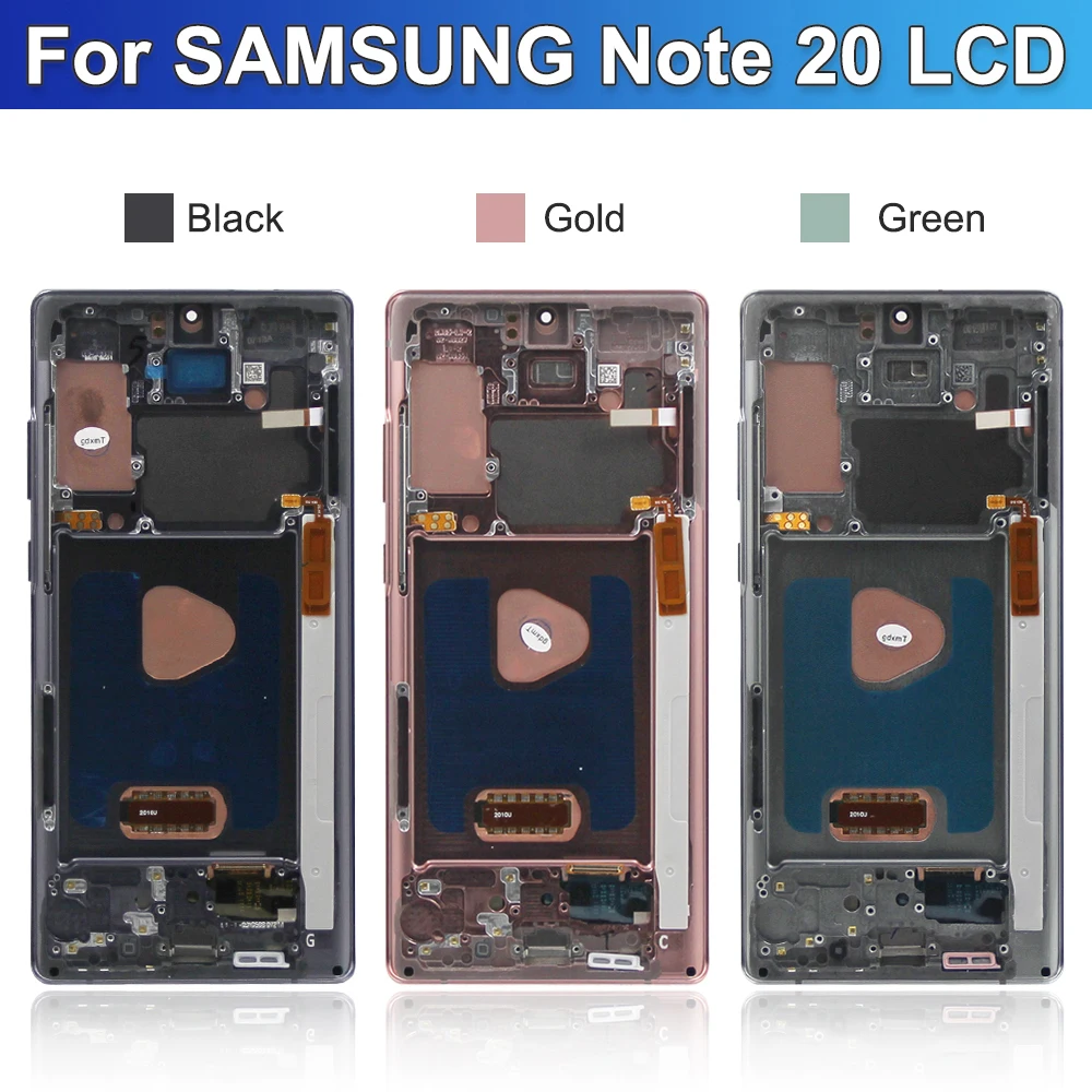 For AMOLED LCD with Frame For Samsung Note 20 Lcd Display Digital Touch Screen Replace For Note20 N980 N980F SN980F/DS Screen