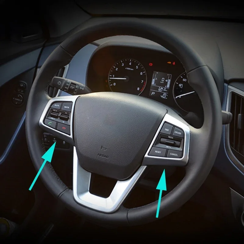 AX 2 sztuk Chrome wewnętrzna pokrywa panelu kierownicy dla Hyundai Creta 2015 - 2019 wykończenia odznaka rama odlewnictwo ozdobna ramka Surround — zdjęcie 2